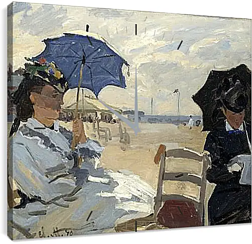 Часы картина - The Beach at Trouville. Клод Моне