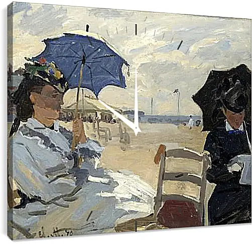 Часы картина - The Beach at Trouville. Клод Моне