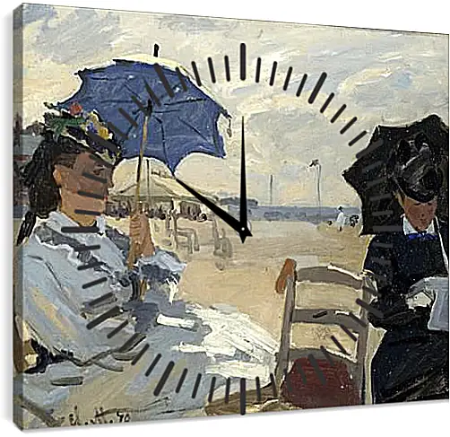 Часы картина - The Beach at Trouville. Клод Моне