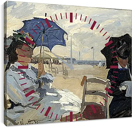 Часы картина - The Beach at Trouville. Клод Моне