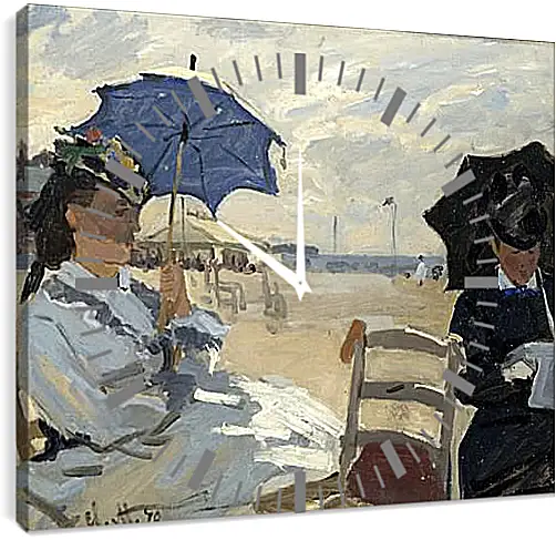 Часы картина - The Beach at Trouville. Клод Моне