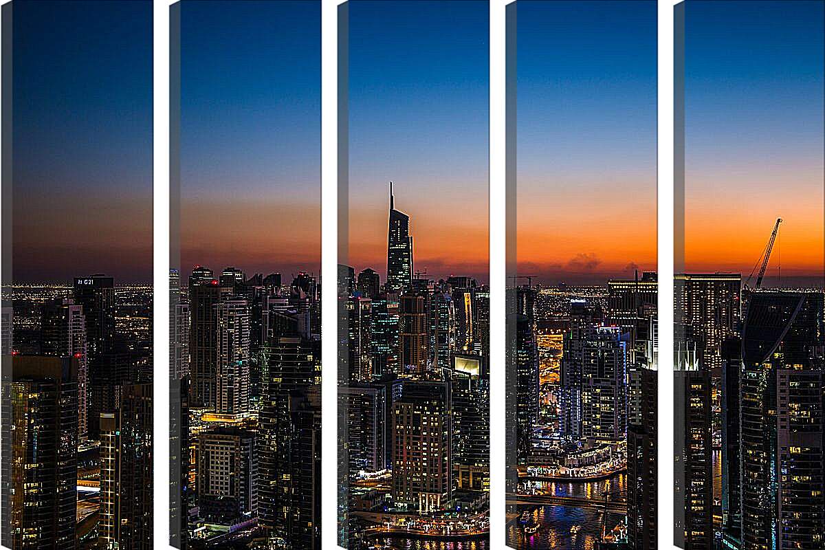 Модульная картина - Закат над городом. Дубай