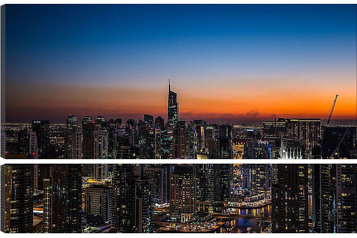 Модульная картина - Закат над городом. Дубай