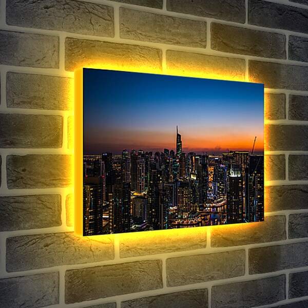 Лайтбокс световая панель - Закат над городом. Дубай