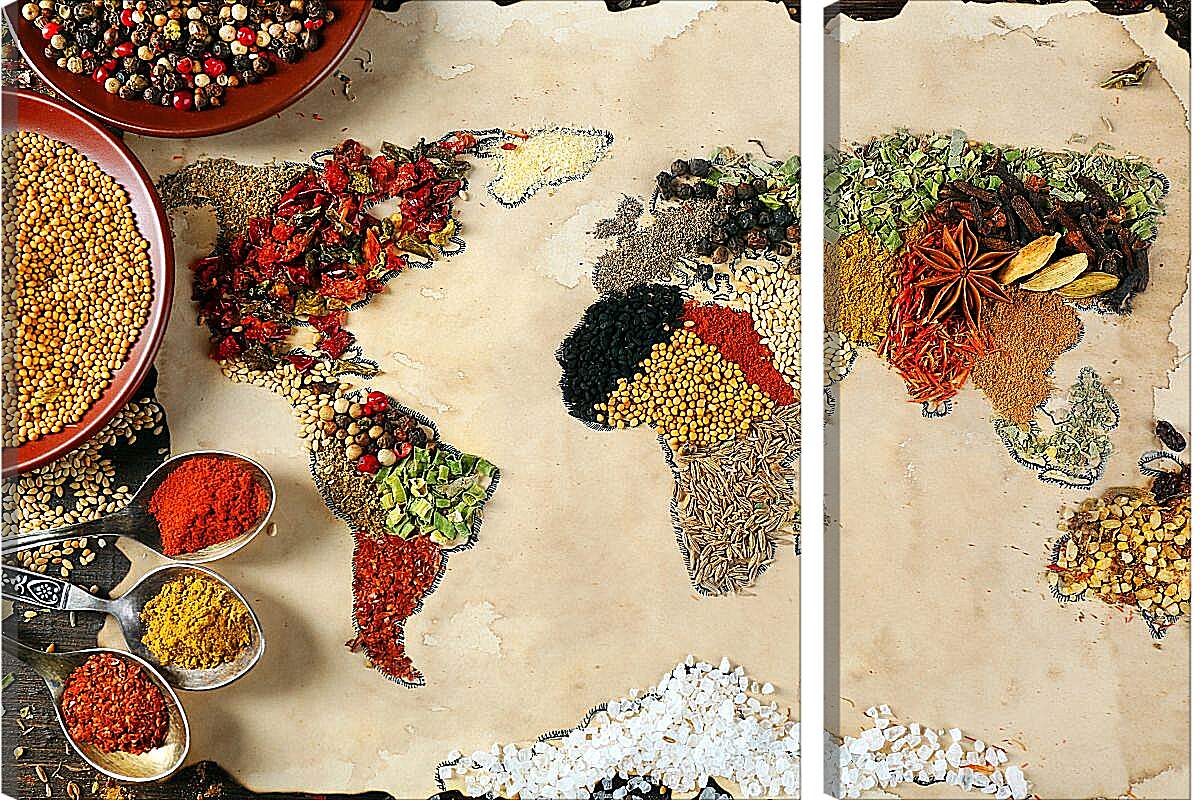 Модульная картина - Карта мира из специй