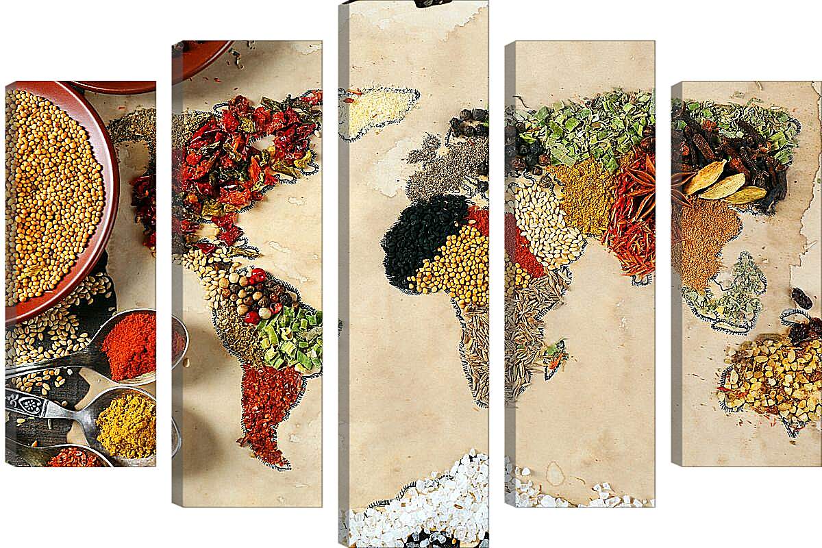 Модульная картина - Карта мира из специй