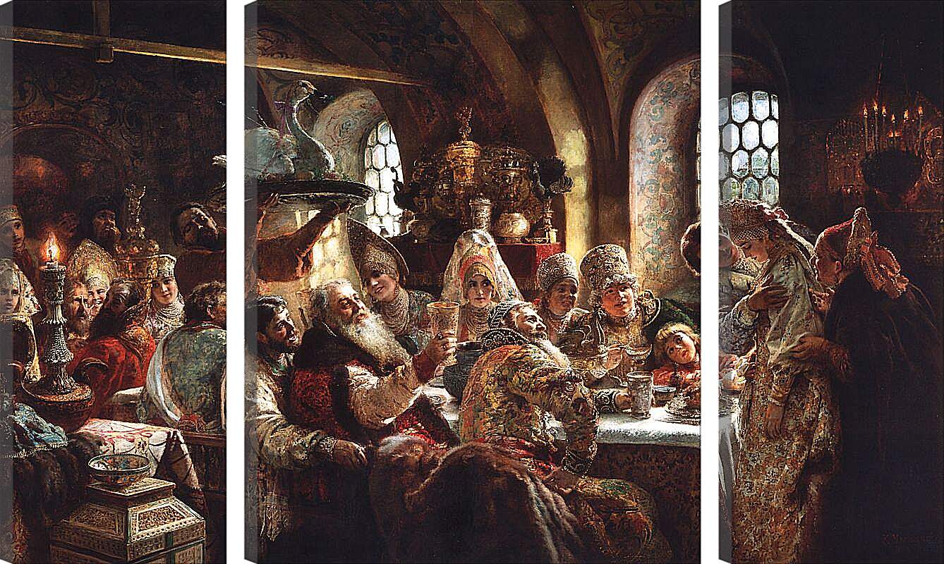 Модульная картина - Боярский свадебный пир. Маковский Константин
