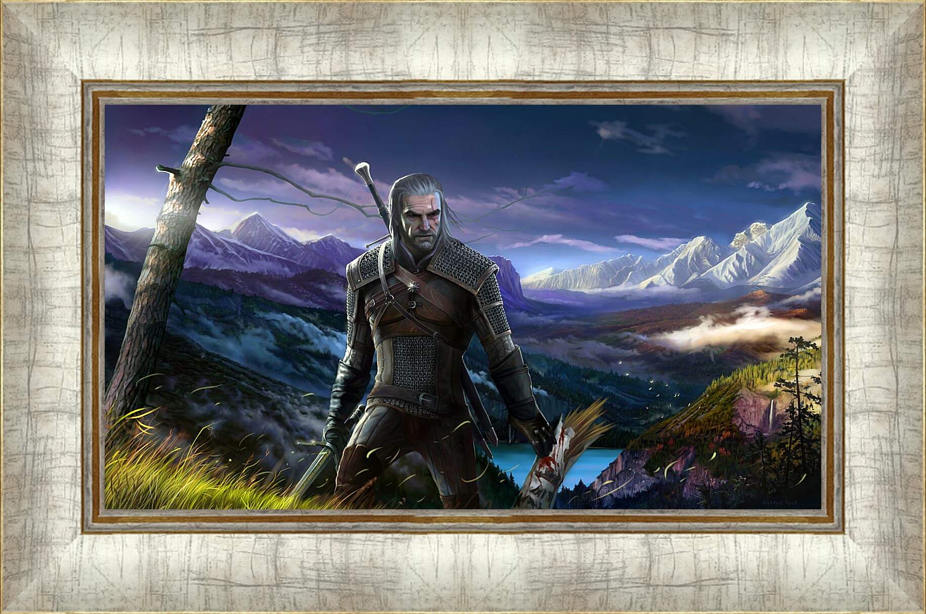 Картина в раме - The Witcher (Ведьмак), Геральт с трофеем в руках