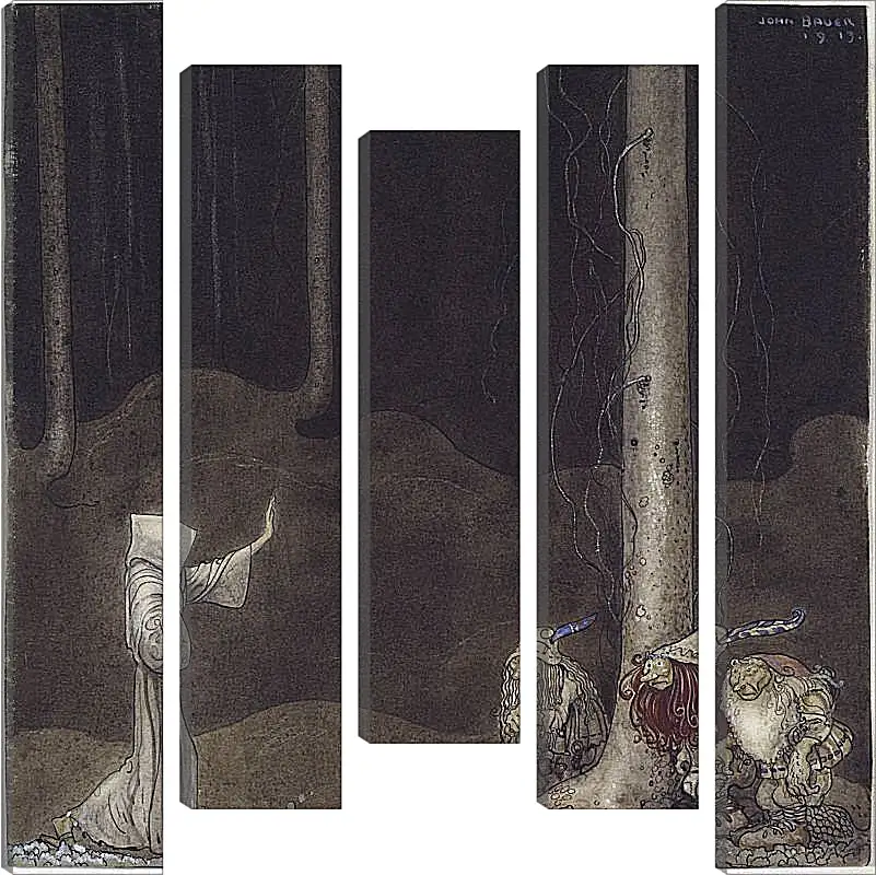 Модульная картина - Brother St. Martin and the Three Trolls. Брат Св. Мартин и три тролля. Йон Бауэр