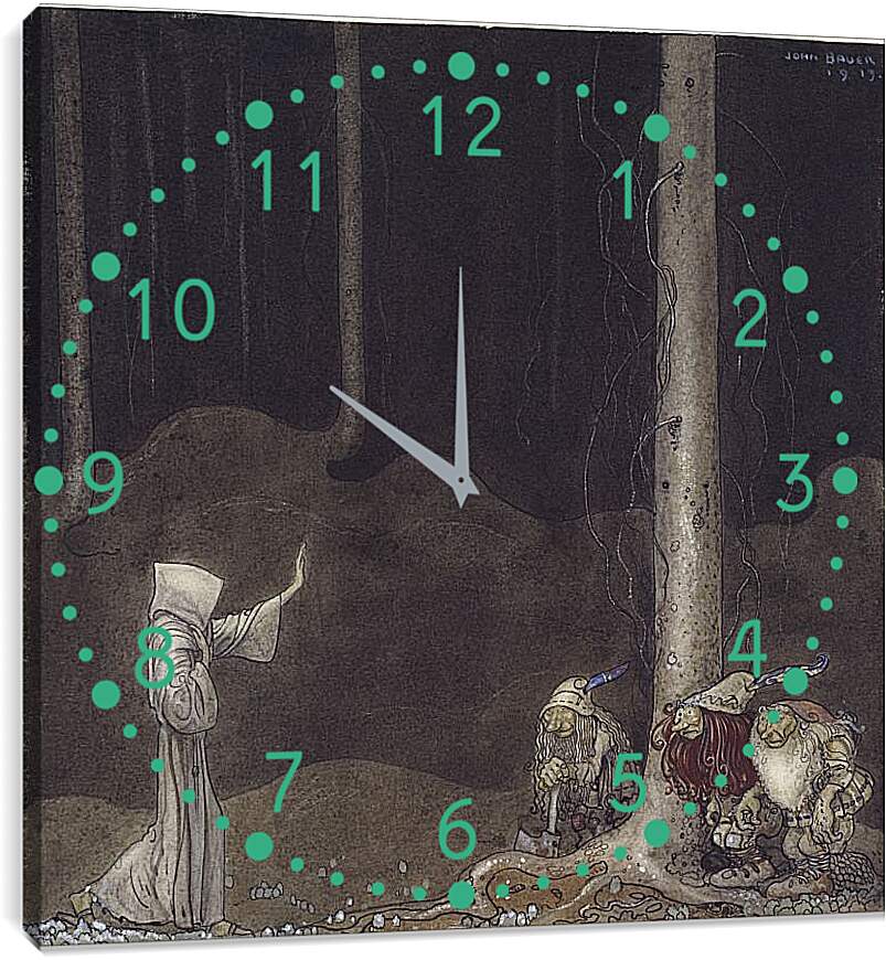 Часы картина - Brother St. Martin and the Three Trolls. Брат Св. Мартин и три тролля. Йон Бауэр