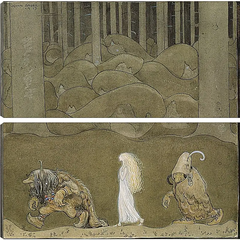 Модульная картина - The Princess and the Trolls. Принцесса и тролли. Йон Бауэр