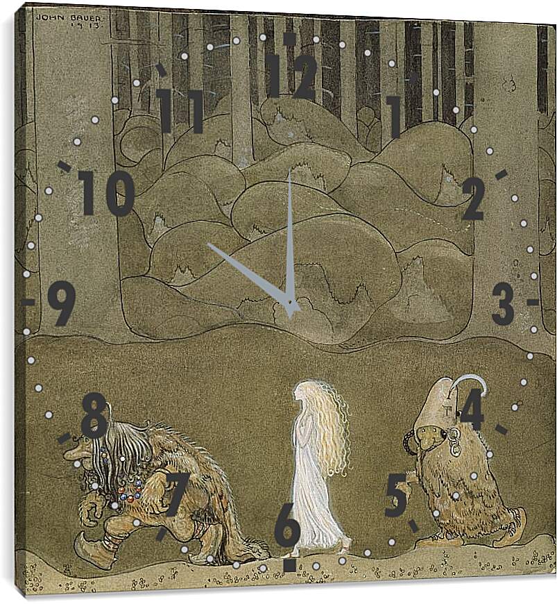 Часы картина - The Princess and the Trolls. Принцесса и тролли. Йон Бауэр