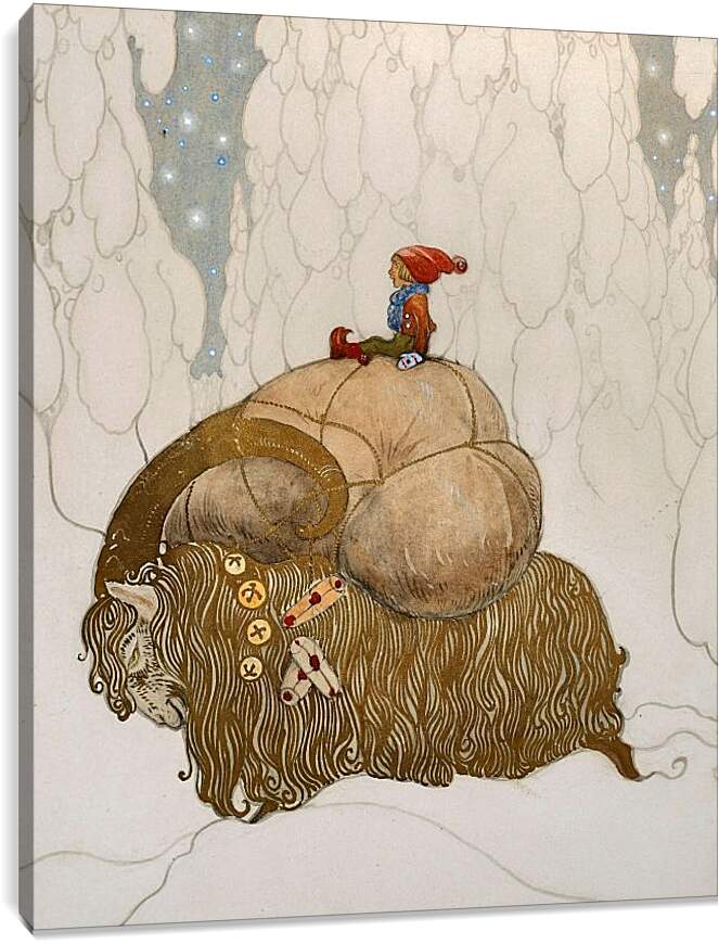Постер и плакат - Иллюстрация к зимней сказке о рождественском козле. Йон Бауэр