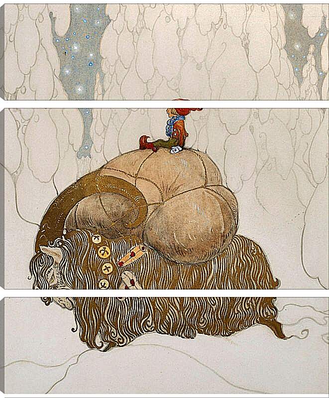 Модульная картина - Иллюстрация к зимней сказке о рождественском козле. Йон Бауэр