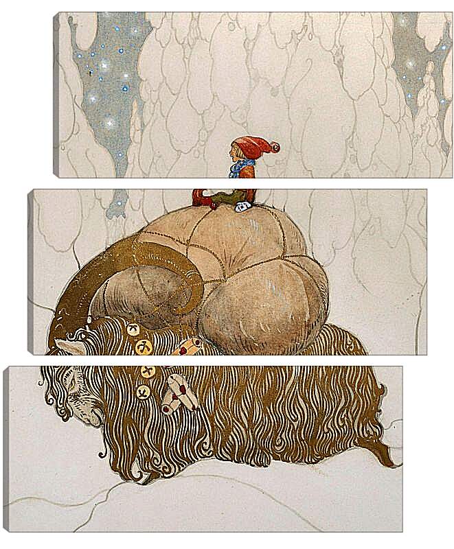 Модульная картина - Иллюстрация к зимней сказке о рождественском козле. Йон Бауэр