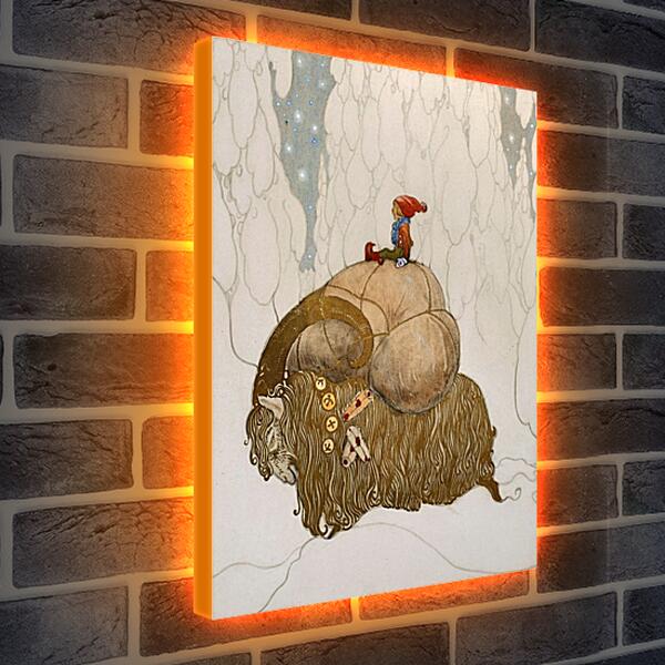 Лайтбокс световая панель - Иллюстрация к зимней сказке о рождественском козле. Йон Бауэр