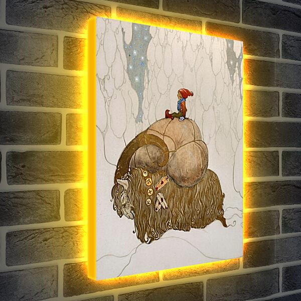 Лайтбокс световая панель - Иллюстрация к зимней сказке о рождественском козле. Йон Бауэр