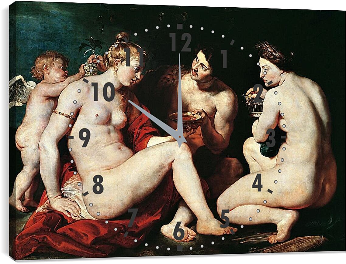 Часы картина - Венера, Купидон, Вакх и Церера. Питер Пауль Рубенс