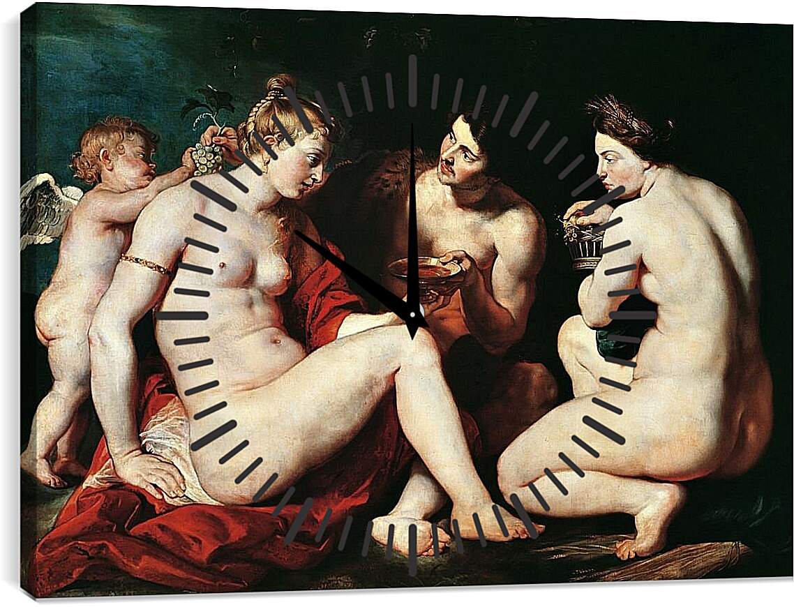 Часы картина - Венера, Купидон, Вакх и Церера. Питер Пауль Рубенс