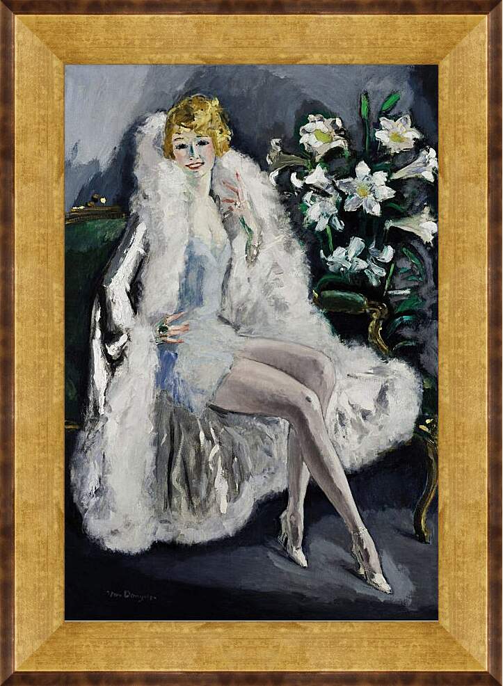 Картина в раме - Дама и лилии. Кес ван Донген