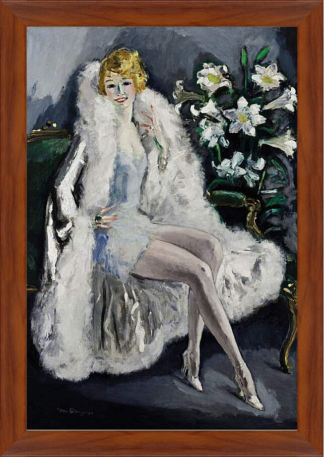 Картина в раме - Дама и лилии. Кес ван Донген
