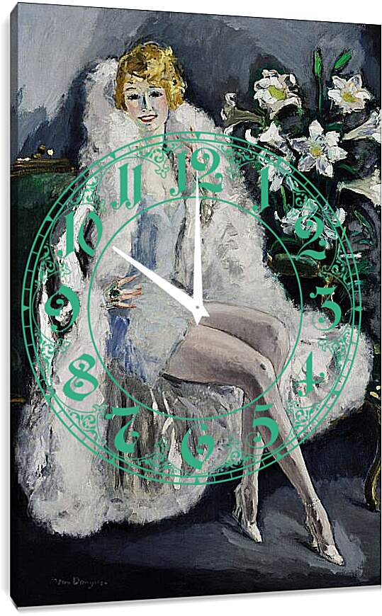 Часы картина - Дама и лилии. Кес ван Донген