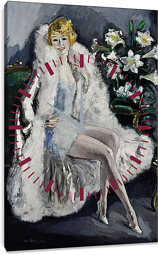 Часы картина - Дама и лилии. Кес ван Донген