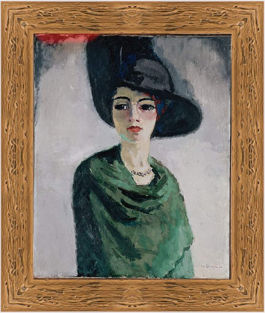 Картина в раме - Женщина в черной шляпе. Кес ван Донген