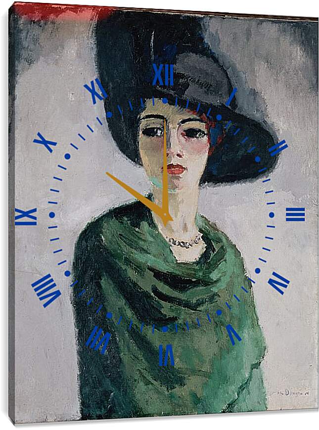Часы картина - Женщина в черной шляпе. Кес ван Донген