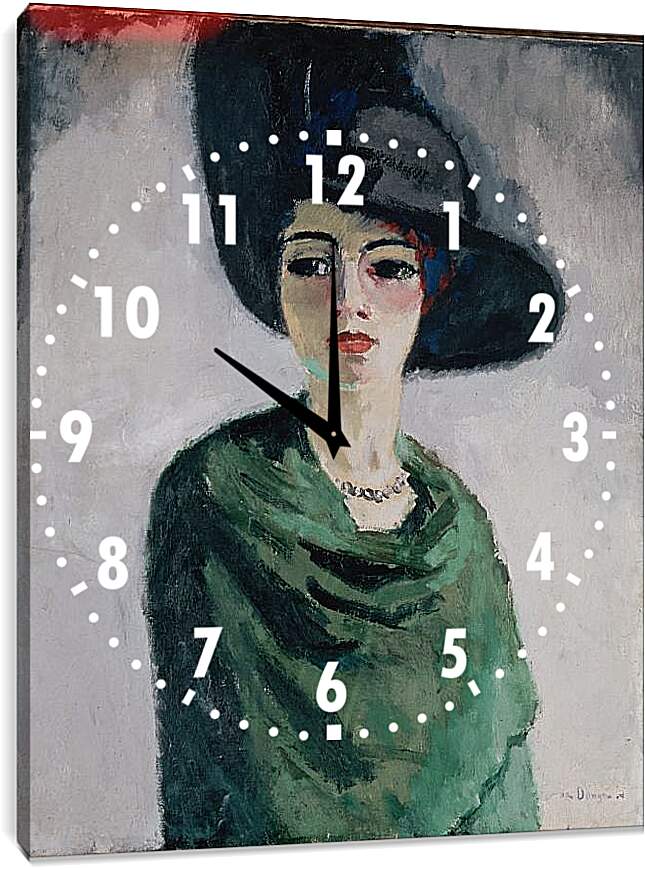 Часы картина - Женщина в черной шляпе. Кес ван Донген
