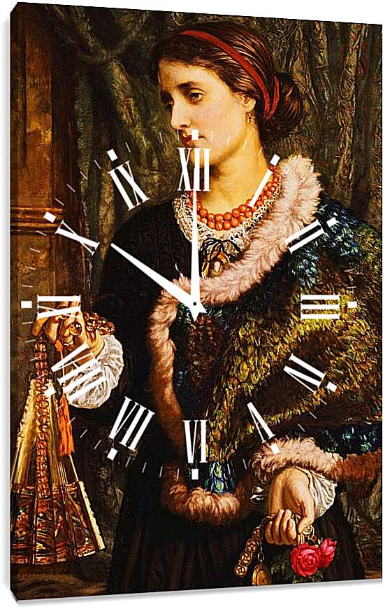 Часы картина - День рождения. Портрет Эдит, второй жены художника. Уильям Холман Хант