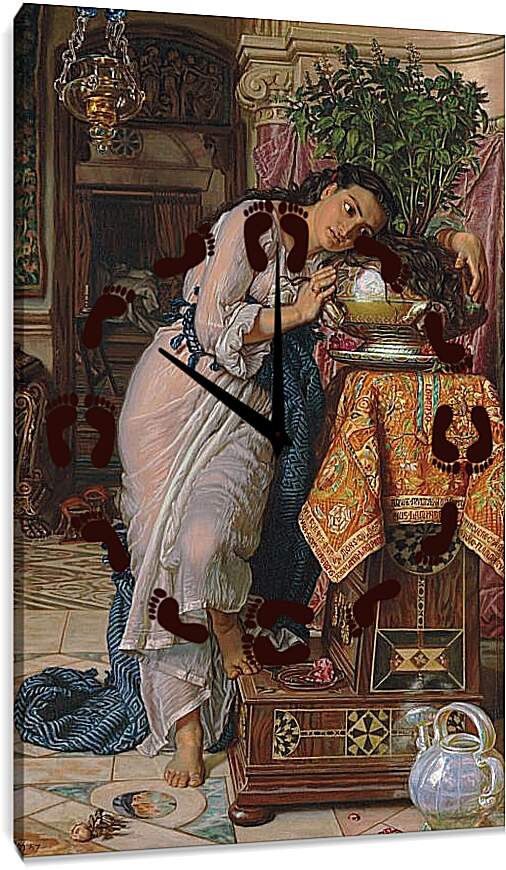 Часы картина - Изабелла и горшок с базиликом. Уильям Холман Хант