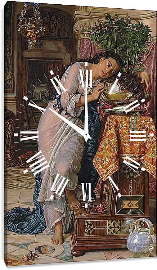 Часы картина - Изабелла и горшок с базиликом. Уильям Холман Хант