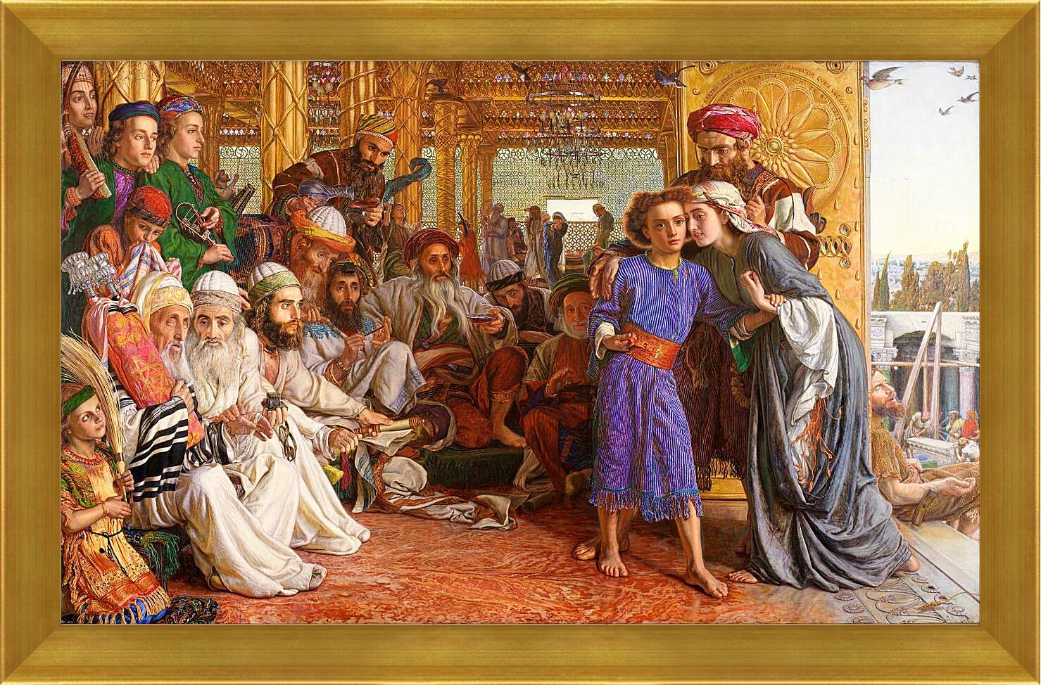 Картина в раме - Нахождение Спасителя во Храме. Уильям Холман Хант