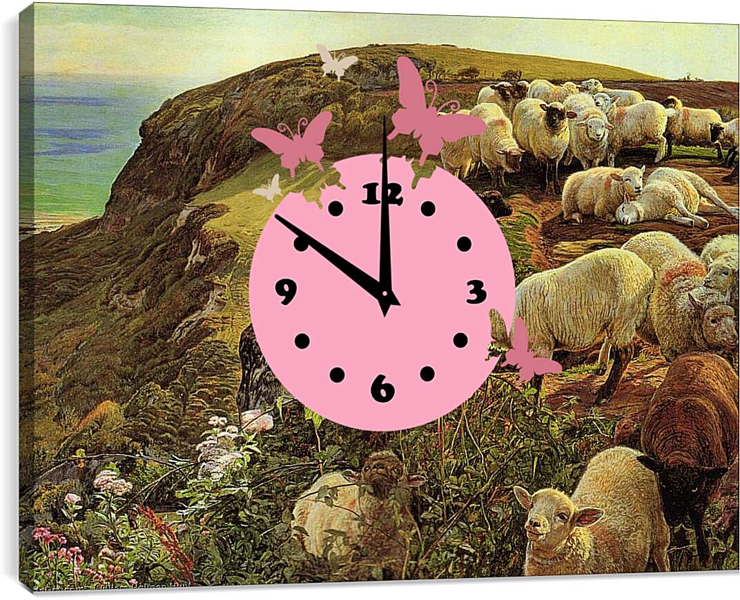 Часы картина - Наше английское побережье (Заблудшие овцы). Уильям Холман Хант