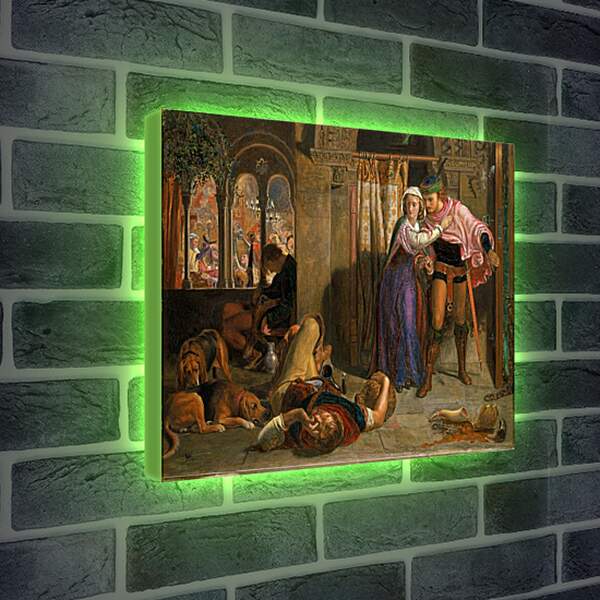 Лайтбокс световая панель - Полет Маделин и Порфиро, посещающих попойку накануне дня святой Агнессы. Фрагмент II. Уильям Холман Хант