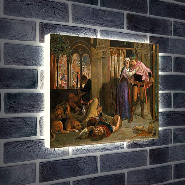 Лайтбокс световая панель - Полет Маделин и Порфиро, посещающих попойку накануне дня святой Агнессы. Фрагмент II. Уильям Холман Хант