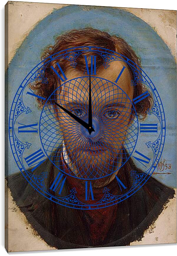 Часы картина - Портрет Данте Габриэля Россетти в 22 года. Уильям Холман Хант
