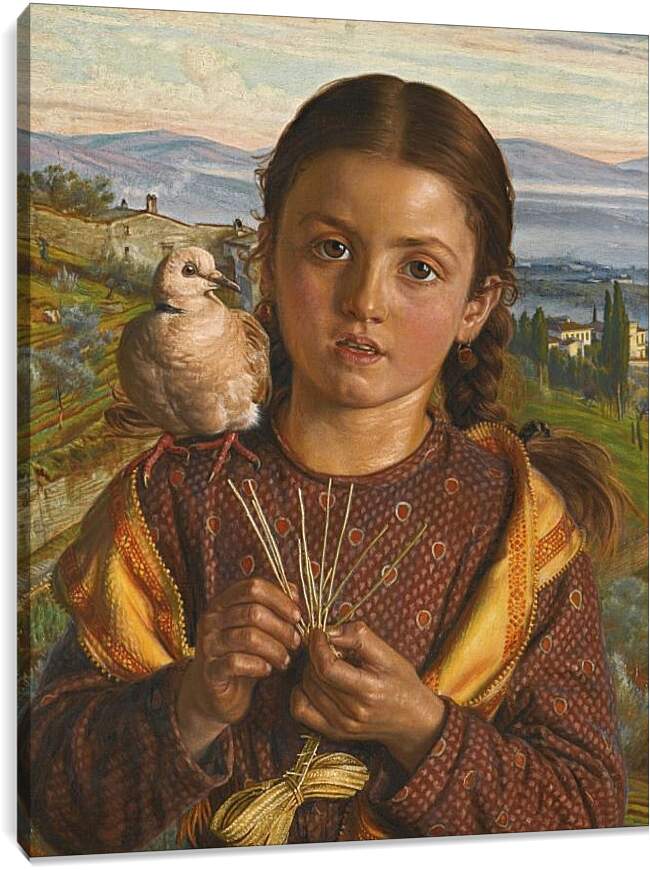 Постер и плакат - Тосканская девушка, плетущая солому. Уильям Холман Хант