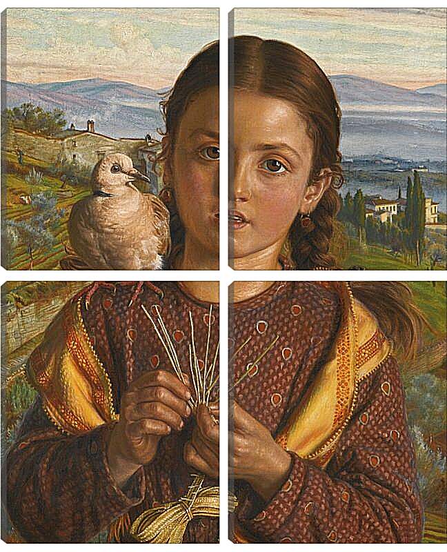Модульная картина - Тосканская девушка, плетущая солому. Уильям Холман Хант