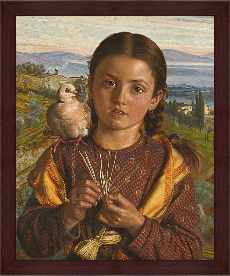 Картина в раме - Тосканская девушка, плетущая солому. Уильям Холман Хант