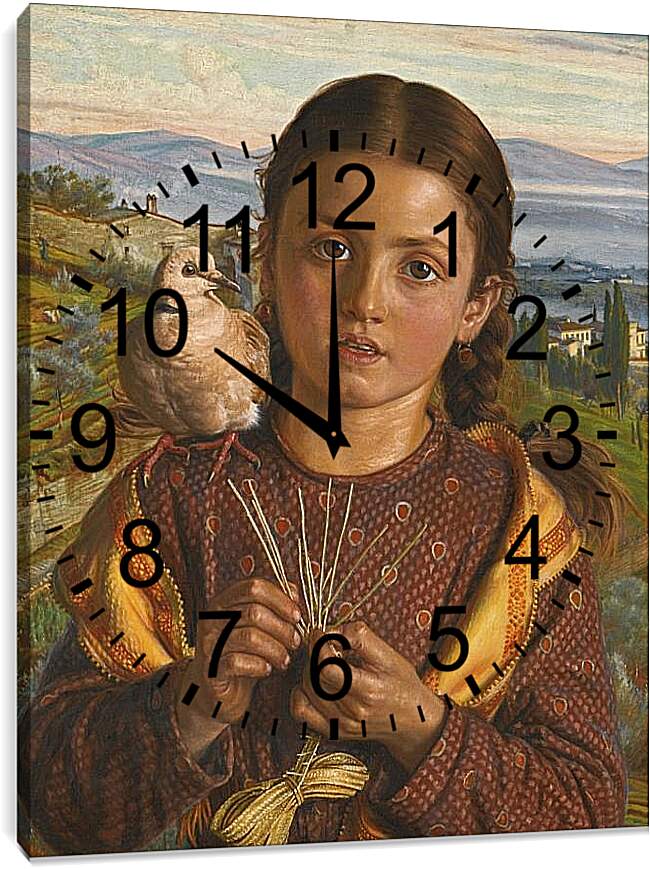 Часы картина - Тосканская девушка, плетущая солому. Уильям Холман Хант