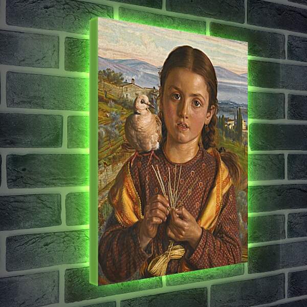 Лайтбокс световая панель - Тосканская девушка, плетущая солому. Уильям Холман Хант