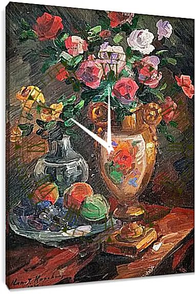 Часы картина - STILL LIFE WITH FLOWERS. Коровин Константин