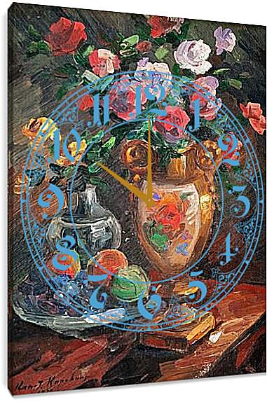 Часы картина - STILL LIFE WITH FLOWERS. Коровин Константин