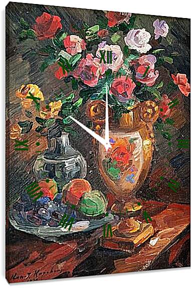 Часы картина - STILL LIFE WITH FLOWERS. Коровин Константин
