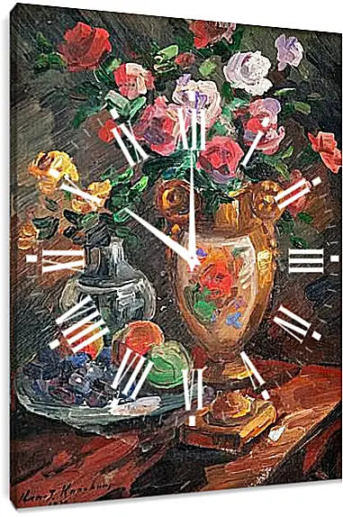 Часы картина - Натюрморт с цветами. Коровин Константин
