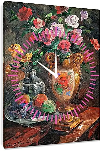 Часы картина - STILL LIFE WITH FLOWERS. Коровин Константин