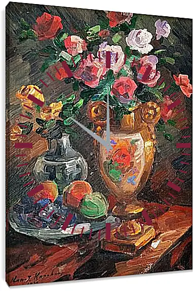 Часы картина - STILL LIFE WITH FLOWERS. Коровин Константин