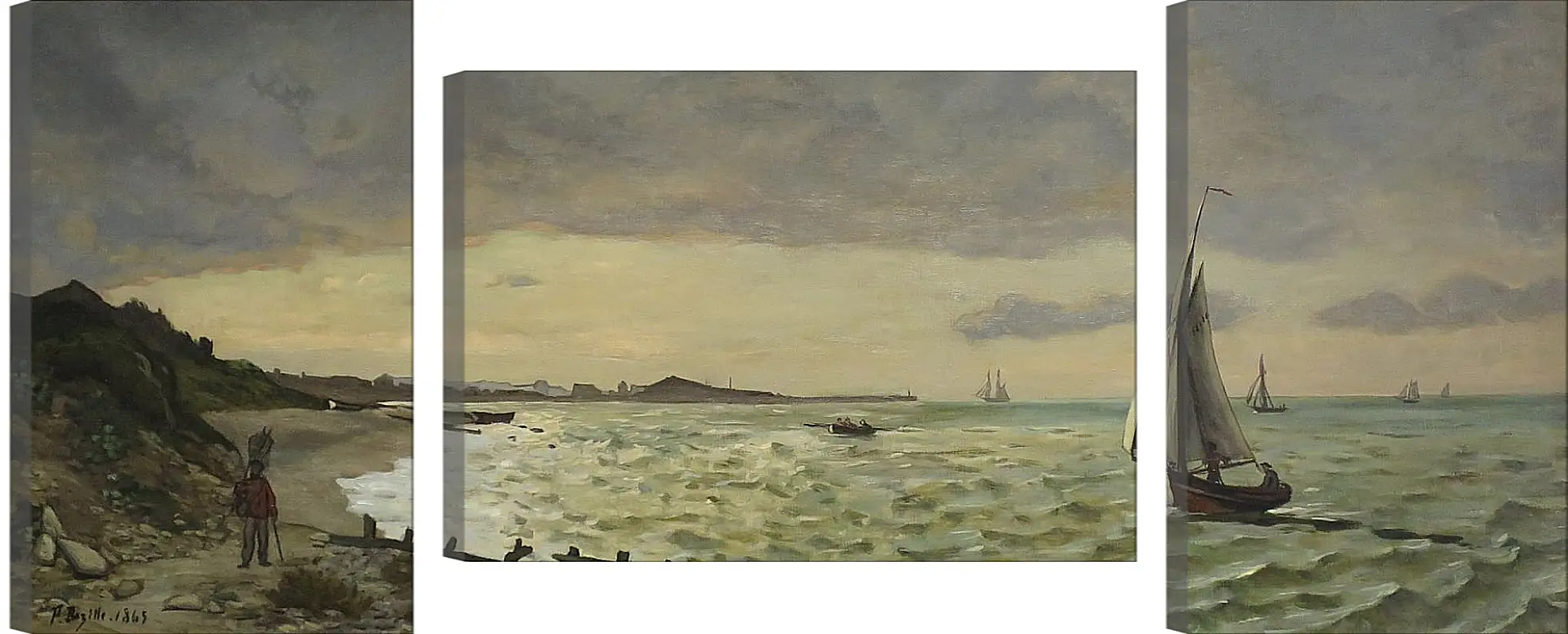 Модульная картина - Beach at Sainte-Adresse. Жан Фредерик Базиль